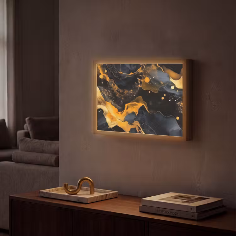 Lightbox - Wandlamp - Marmer - Goud - Zwart - Abstract - Modern — 2