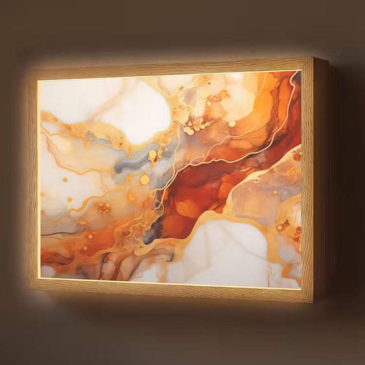 Lightbox - Wandlamp - Marmer - Oranje - Goud - Modern - Abstract — 1
