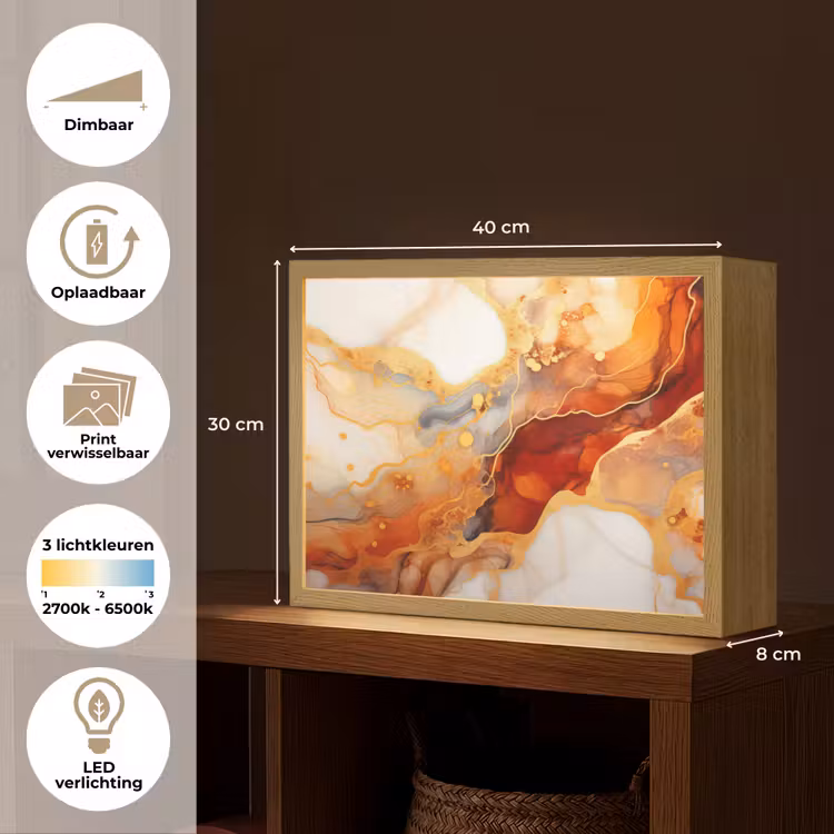 Lightbox - Wandlamp - Marmer - Oranje - Goud - Modern - Abstract — 10