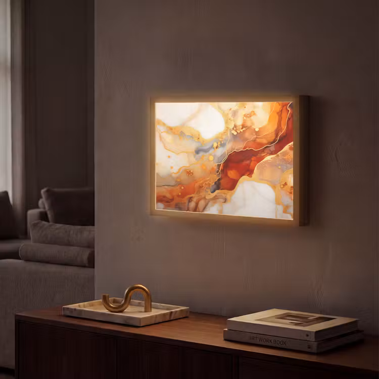 Lightbox - Wandlamp - Marmer - Oranje - Goud - Modern - Abstract — 2