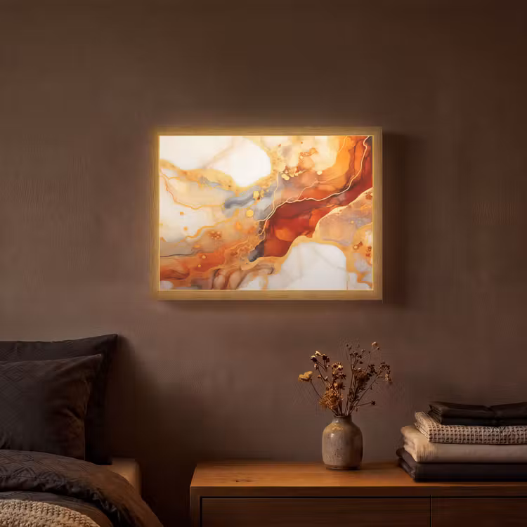Lightbox - Wandlamp - Marmer - Oranje - Goud - Modern - Abstract — 3