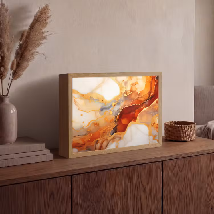Lightbox - Wandlamp - Marmer - Oranje - Goud - Modern - Abstract — 4
