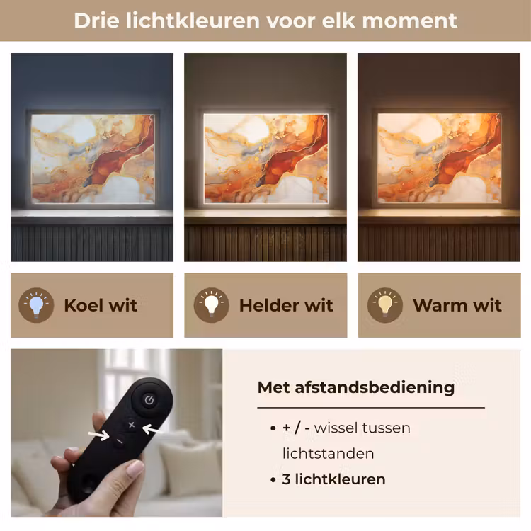 Lightbox - Wandlamp - Marmer - Oranje - Goud - Modern - Abstract — 8