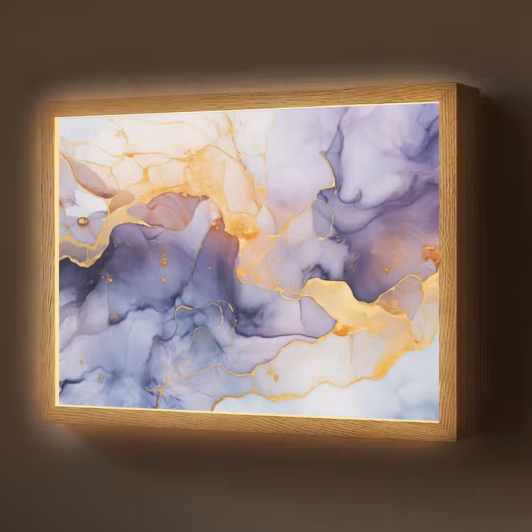 Lightbox - Wandlamp - Marmer - Paars - Lila - Goud - Abstract — 1