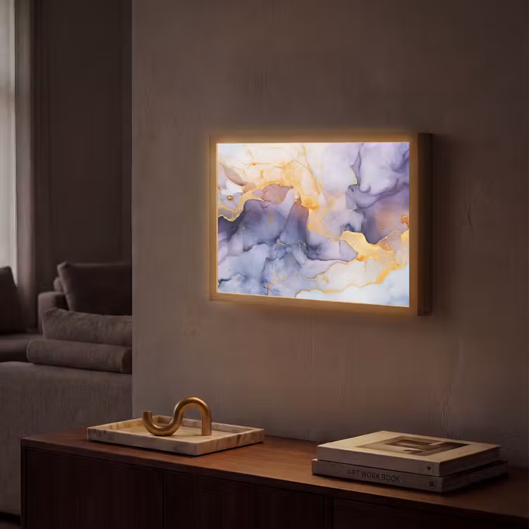 Lightbox - Wandlamp - Marmer - Paars - Lila - Goud - Abstract — 2