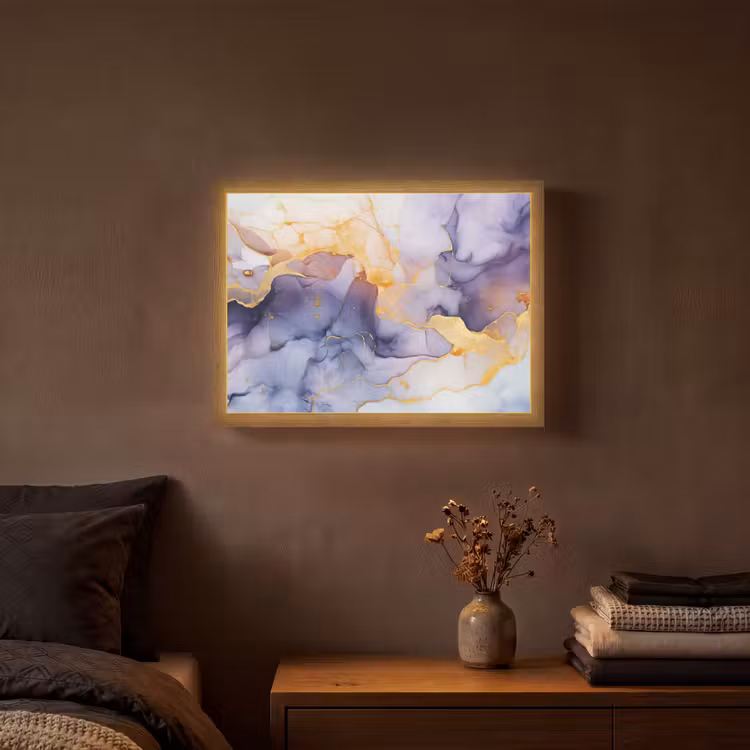 Lightbox - Wandlamp - Marmer - Paars - Lila - Goud - Abstract — 3