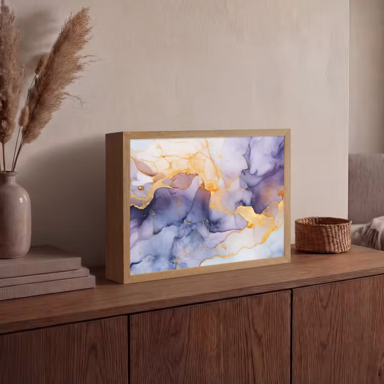 Lightbox - Wandlamp - Marmer - Paars - Lila - Goud - Abstract — 4
