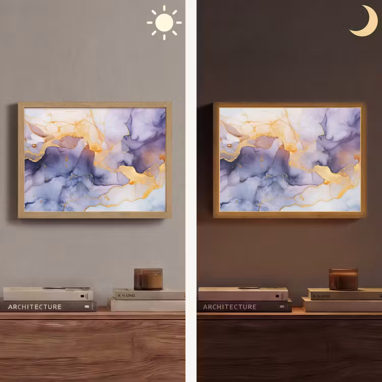 Lightbox - Wandlamp - Marmer - Paars - Lila - Goud - Abstract — 6