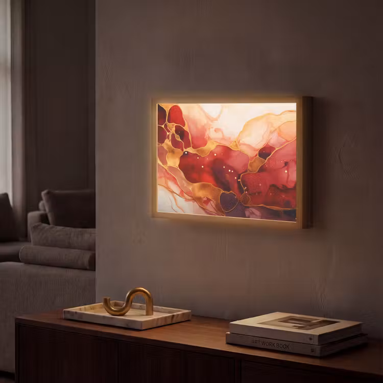 Lightbox - Wandlamp - Marmer - Rood - Goud - Modern - Abstract — 2
