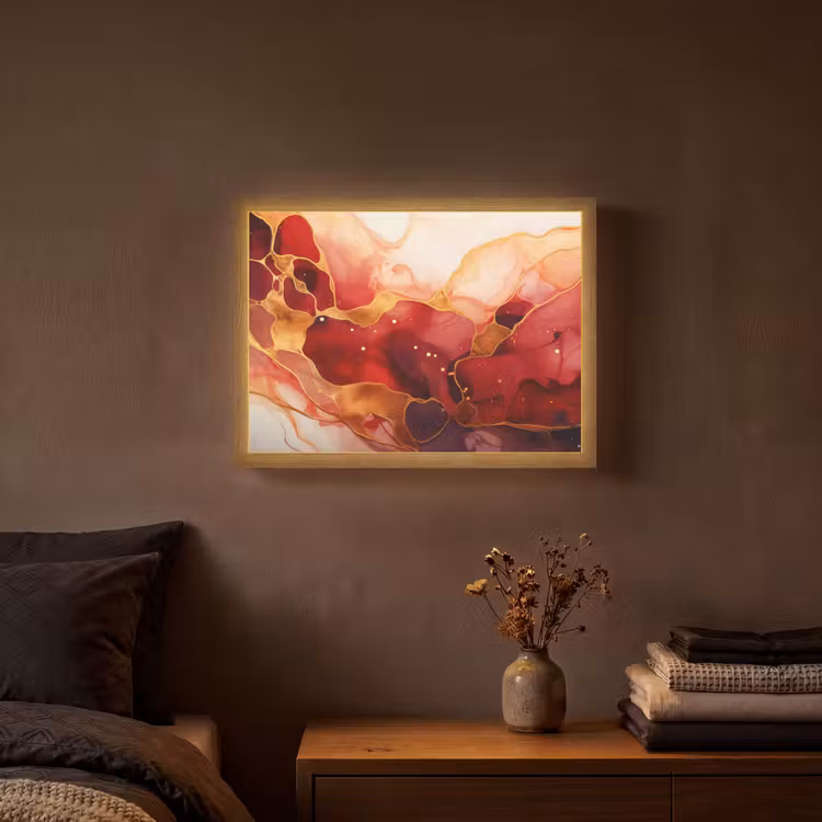 Lightbox - Wandlamp - Marmer - Rood - Goud - Modern - Abstract — 3