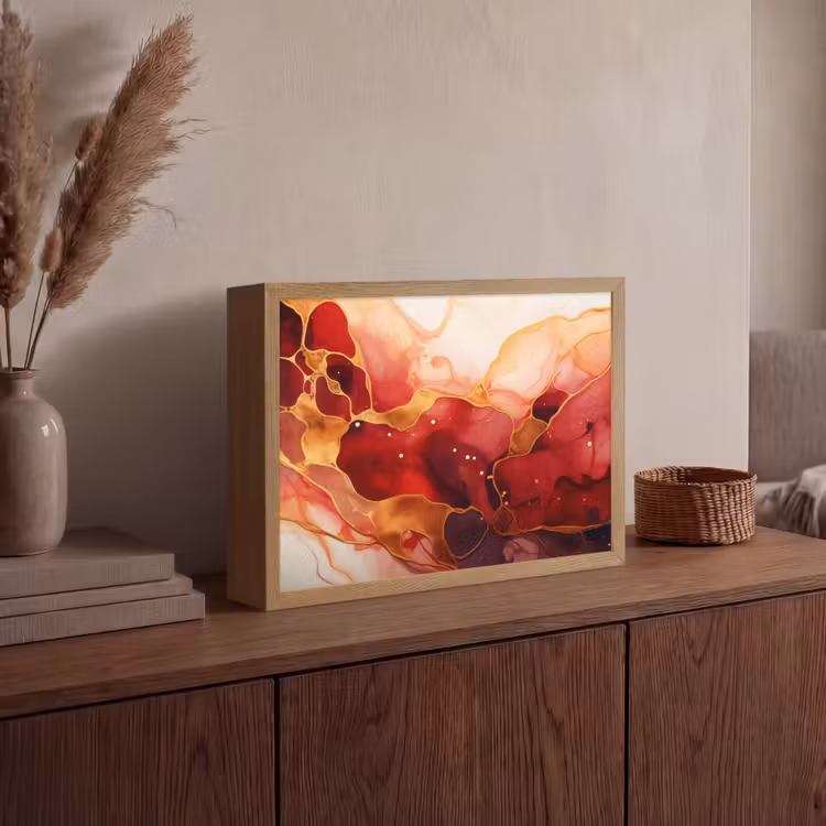 Lightbox - Wandlamp - Marmer - Rood - Goud - Modern - Abstract — 4