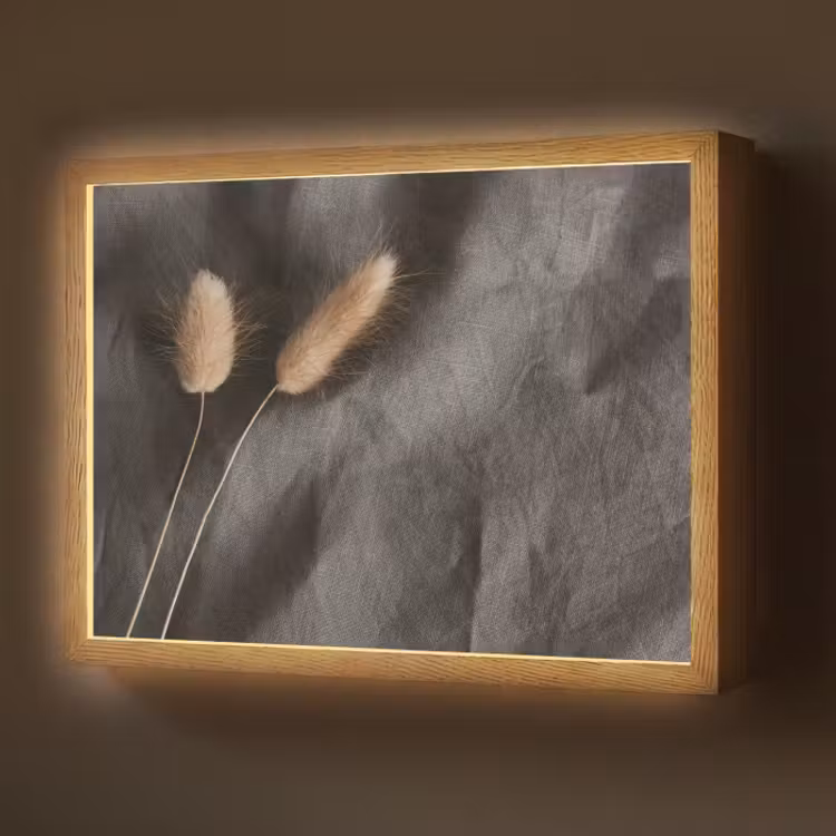 Lightbox - Wandlamp - Pampasgras - Pluim - Zwart - Beige — 1