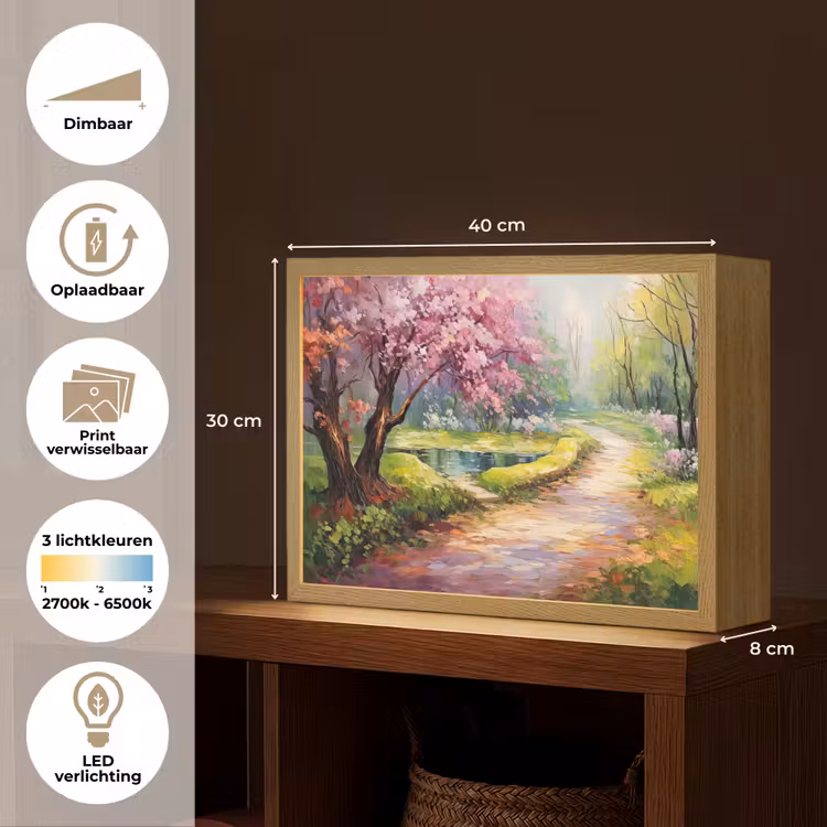 Lightbox - Wandlamp - Watercolor - Natuur - Bomen - Kunst - Bloemen — 10