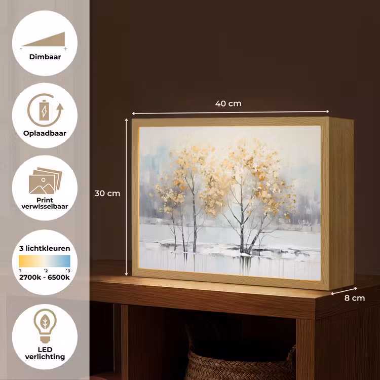 Lightbox - Wandlamp - Winter - Bomen - Natuur - Acryl - Kunst — 10