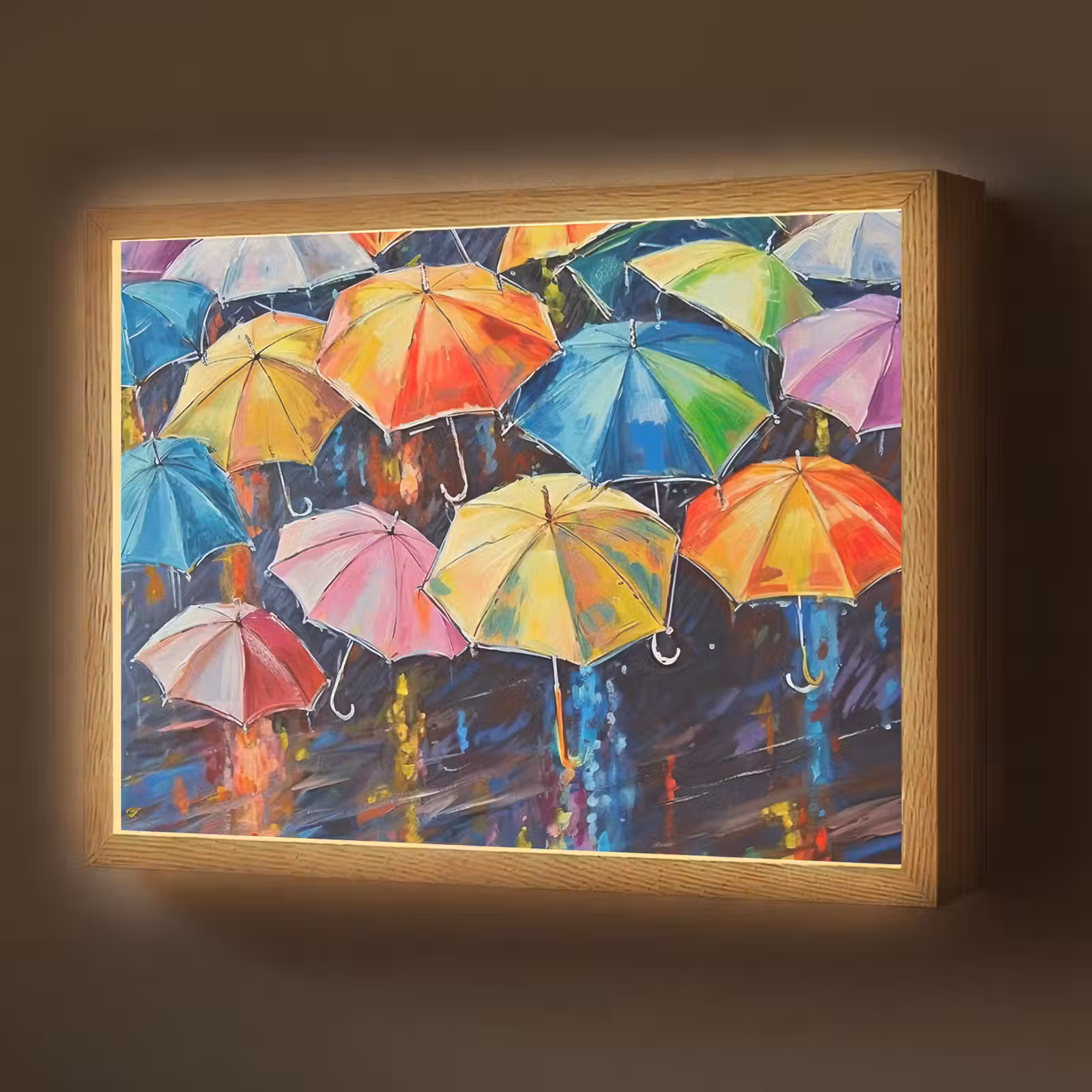 Lightbox - Wandlamp - Paraplu's - Schilderij - Kunst - Regenboog — 1