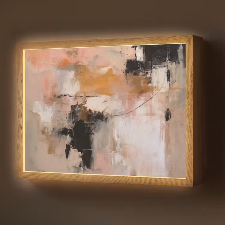 Lightbox - Wandlamp - Kunst - Abstract - Beige - Verf — 1