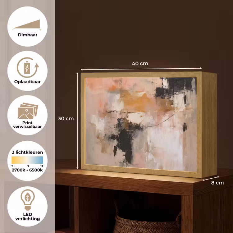 Lightbox - Wandlamp - Kunst - Abstract - Beige - Verf — 10