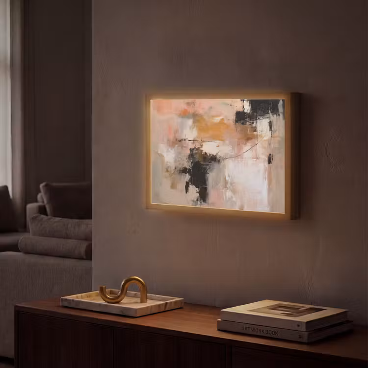 Lightbox - Wandlamp - Kunst - Abstract - Beige - Verf — 2