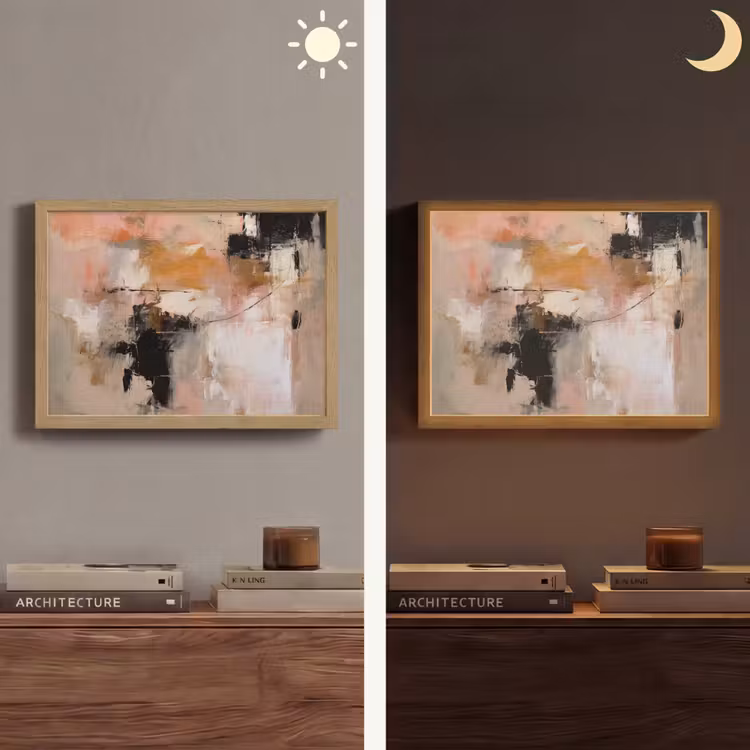 Lightbox - Wandlamp - Kunst - Abstract - Beige - Verf — 6