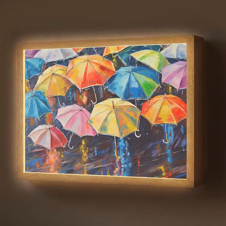 Lightbox - Wandlamp - Paraplu's - Schilderij - Kunst - Regenboog — 1