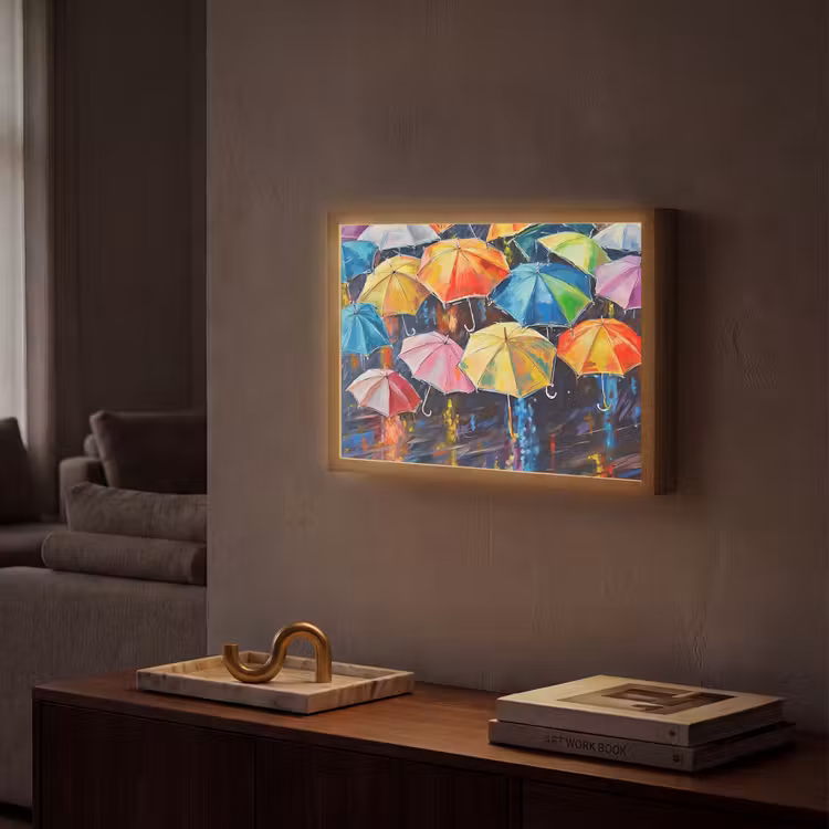 Lightbox - Wandlamp - Paraplu's - Schilderij - Kunst - Regenboog — 2