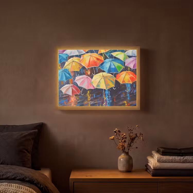 Lightbox - Wandlamp - Paraplu's - Schilderij - Kunst - Regenboog — 3