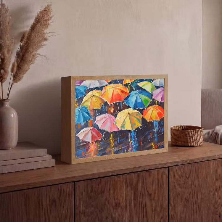 Lightbox - Wandlamp - Paraplu's - Schilderij - Kunst - Regenboog — 4