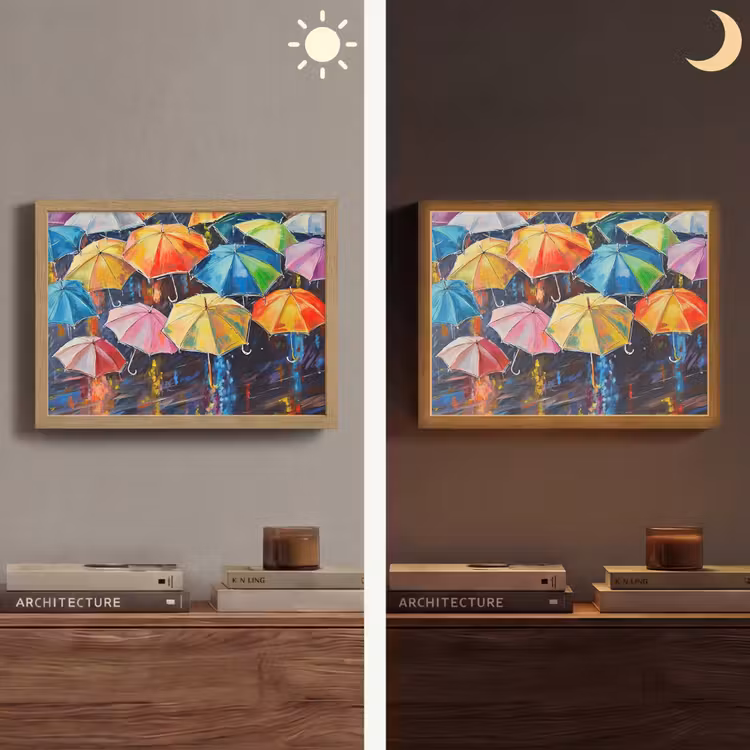 Lightbox - Wandlamp - Paraplu's - Schilderij - Kunst - Regenboog — 6