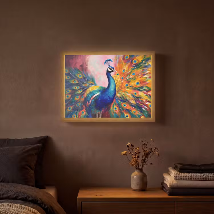 Lightbox - Wandlamp - Pauw - Dieren - Schilderij - Regenboog — 3
