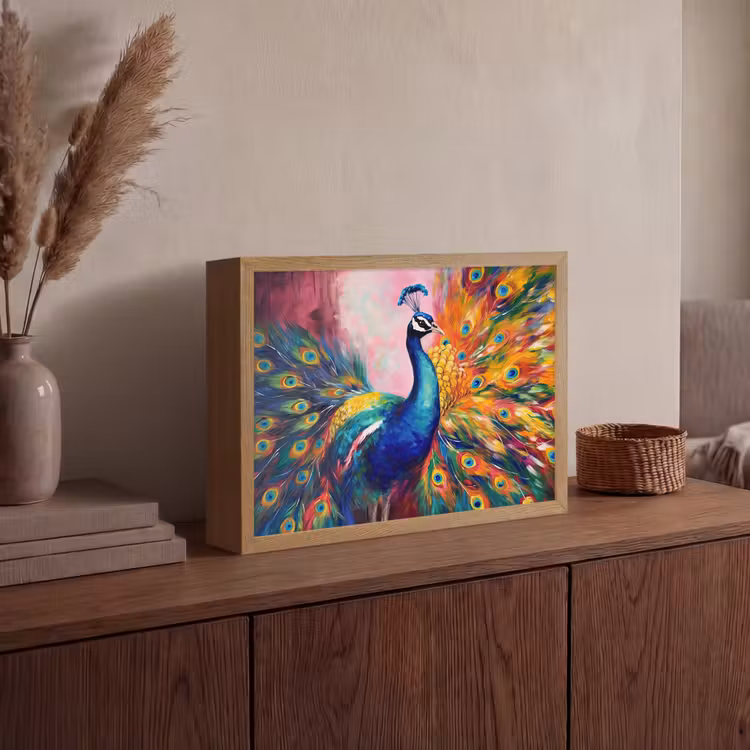 Lightbox - Wandlamp - Pauw - Dieren - Schilderij - Regenboog — 4