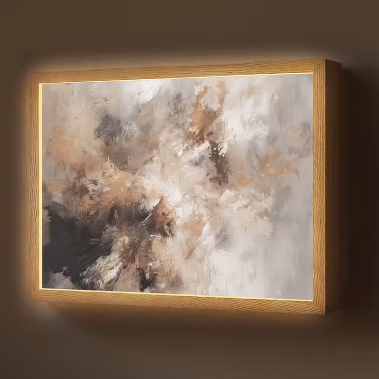 Lightbox - Wandlamp - Verf - Abstract - Beige - Kunst — 1