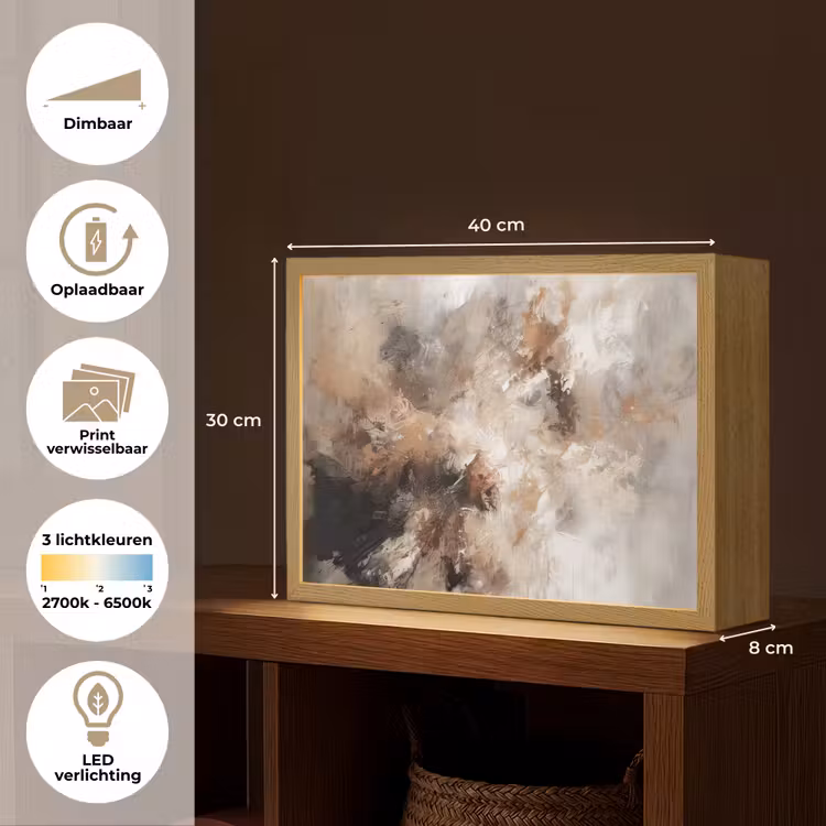 Lightbox - Wandlamp - Verf - Abstract - Beige - Kunst — 10