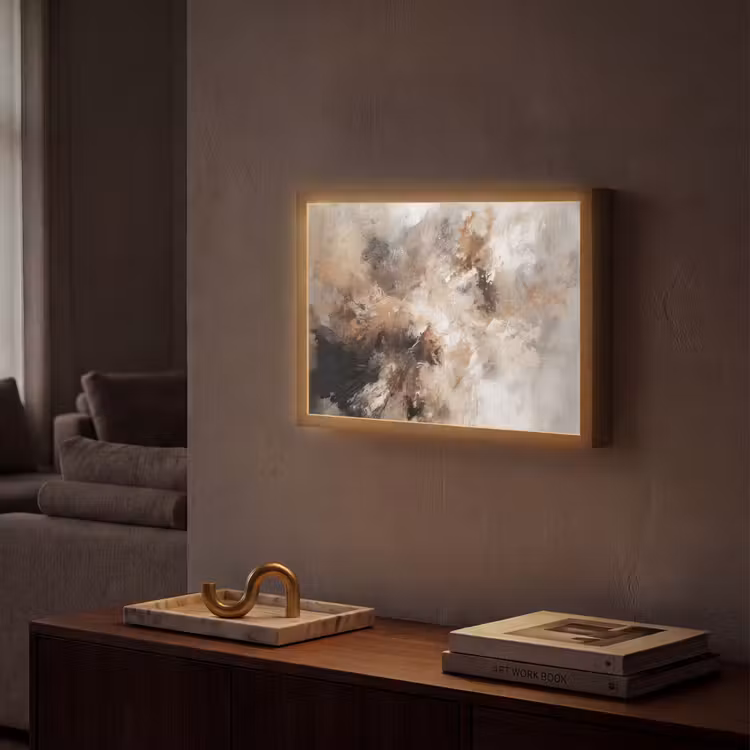 Lightbox - Wandlamp - Verf - Abstract - Beige - Kunst — 2