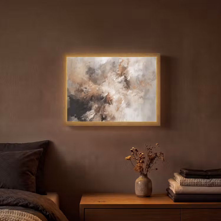 Lightbox - Wandlamp - Verf - Abstract - Beige - Kunst — 3