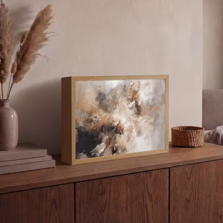 Lightbox - Wandlamp - Verf - Abstract - Beige - Kunst — 4