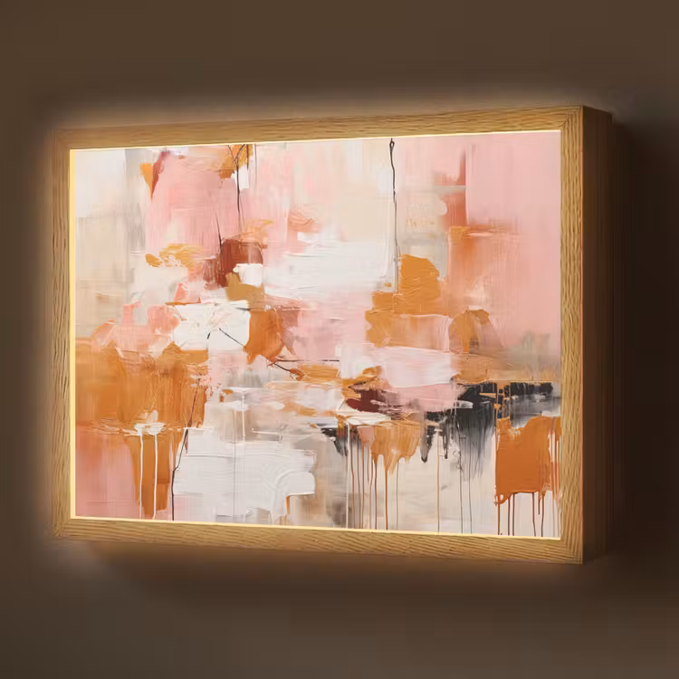 Lightbox - Wandlamp - Verf - Roze - Oranje - Abstract - Kunst — 1