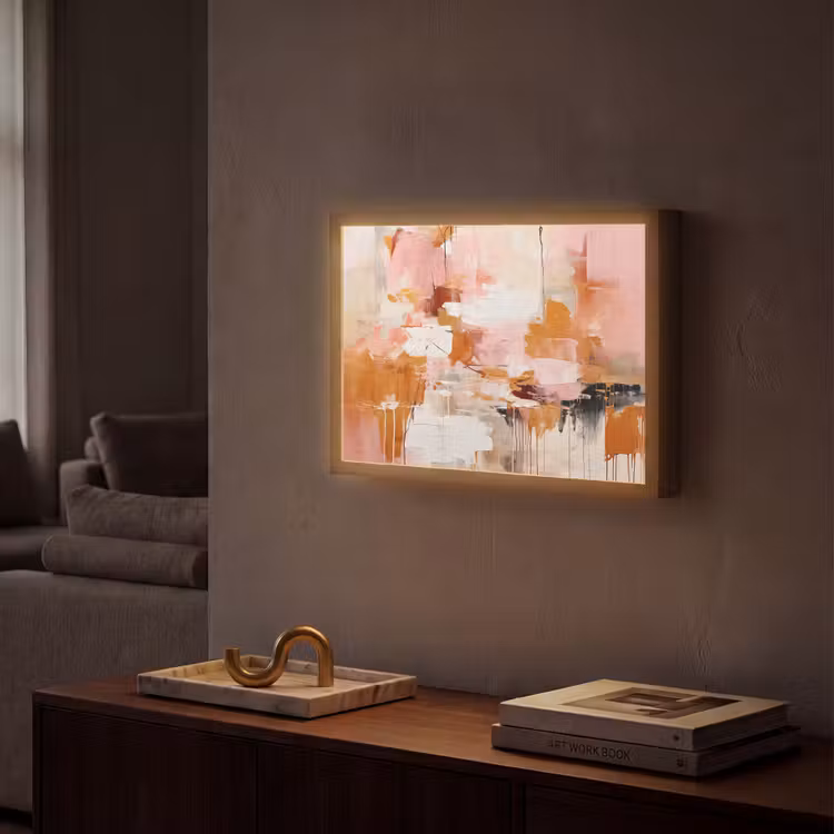 Lightbox - Wandlamp - Verf - Roze - Oranje - Abstract - Kunst — 2