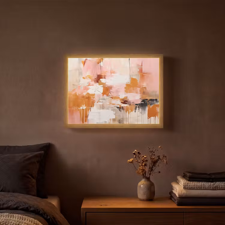 Lightbox - Wandlamp - Verf - Roze - Oranje - Abstract - Kunst — 3