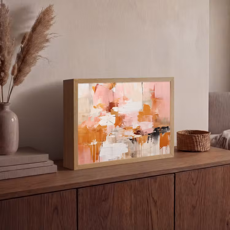 Lightbox - Wandlamp - Verf - Roze - Oranje - Abstract - Kunst — 4