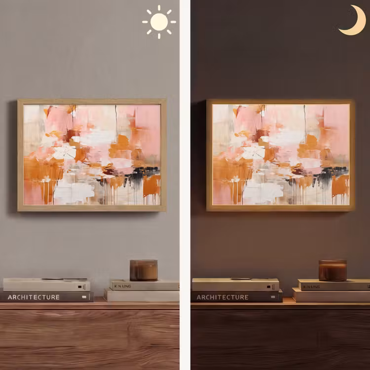 Lightbox - Wandlamp - Verf - Roze - Oranje - Abstract - Kunst — 6