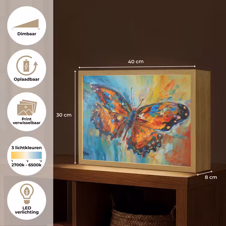 Lightbox - Wandlamp - Vlinder - Kleuren - Kunst - Schilderij — 10