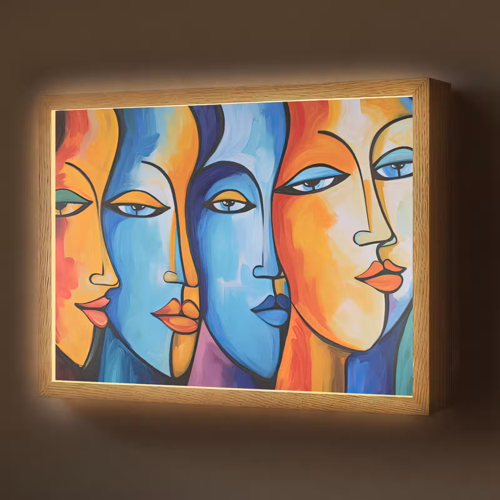 Lightbox - Wandlamp - Hoofd - Olieverf - Schilderij - Kleurrijk — 1
