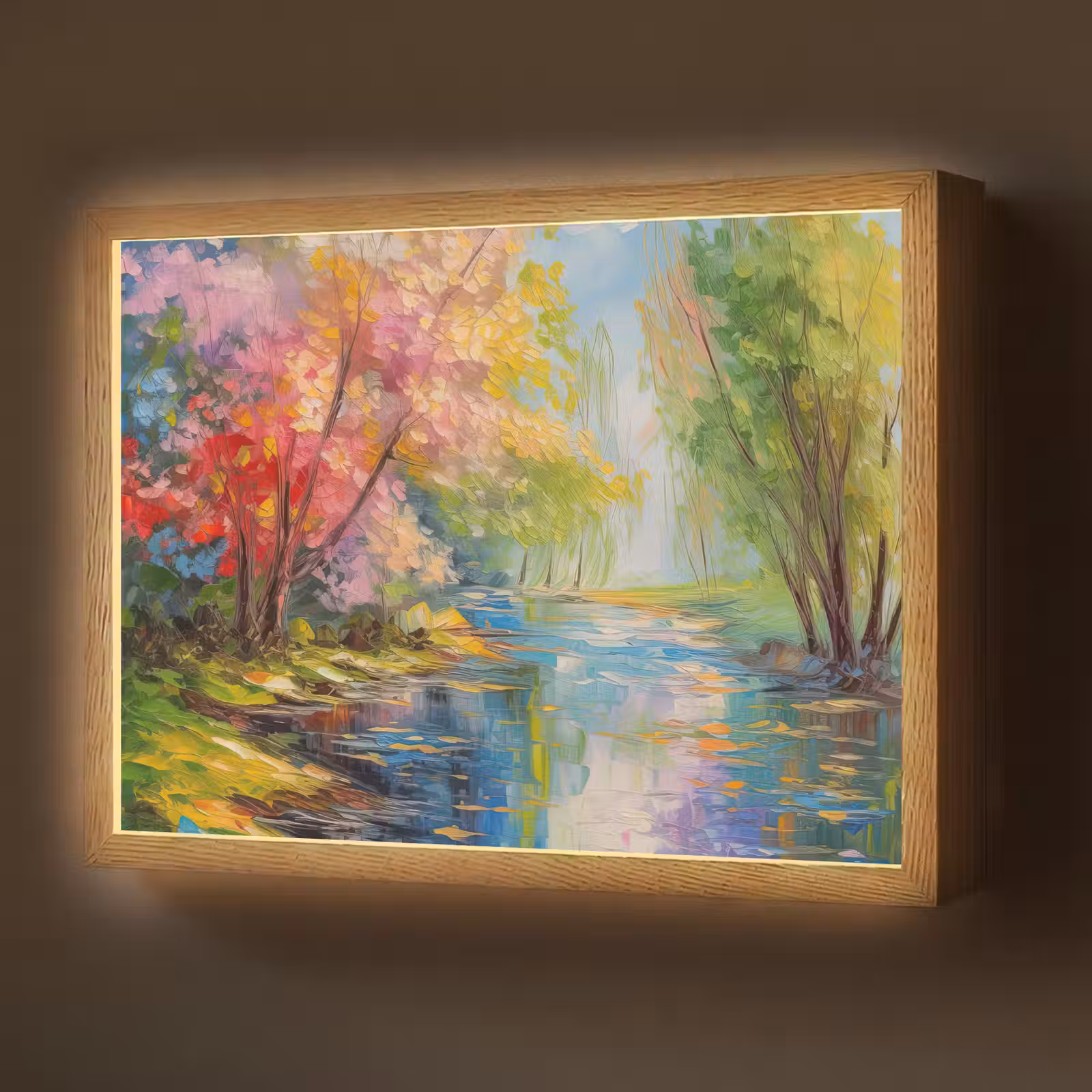 Lightbox - Wandlamp - Olieverf - Landschap - Natuur - Kleurrijk — 1