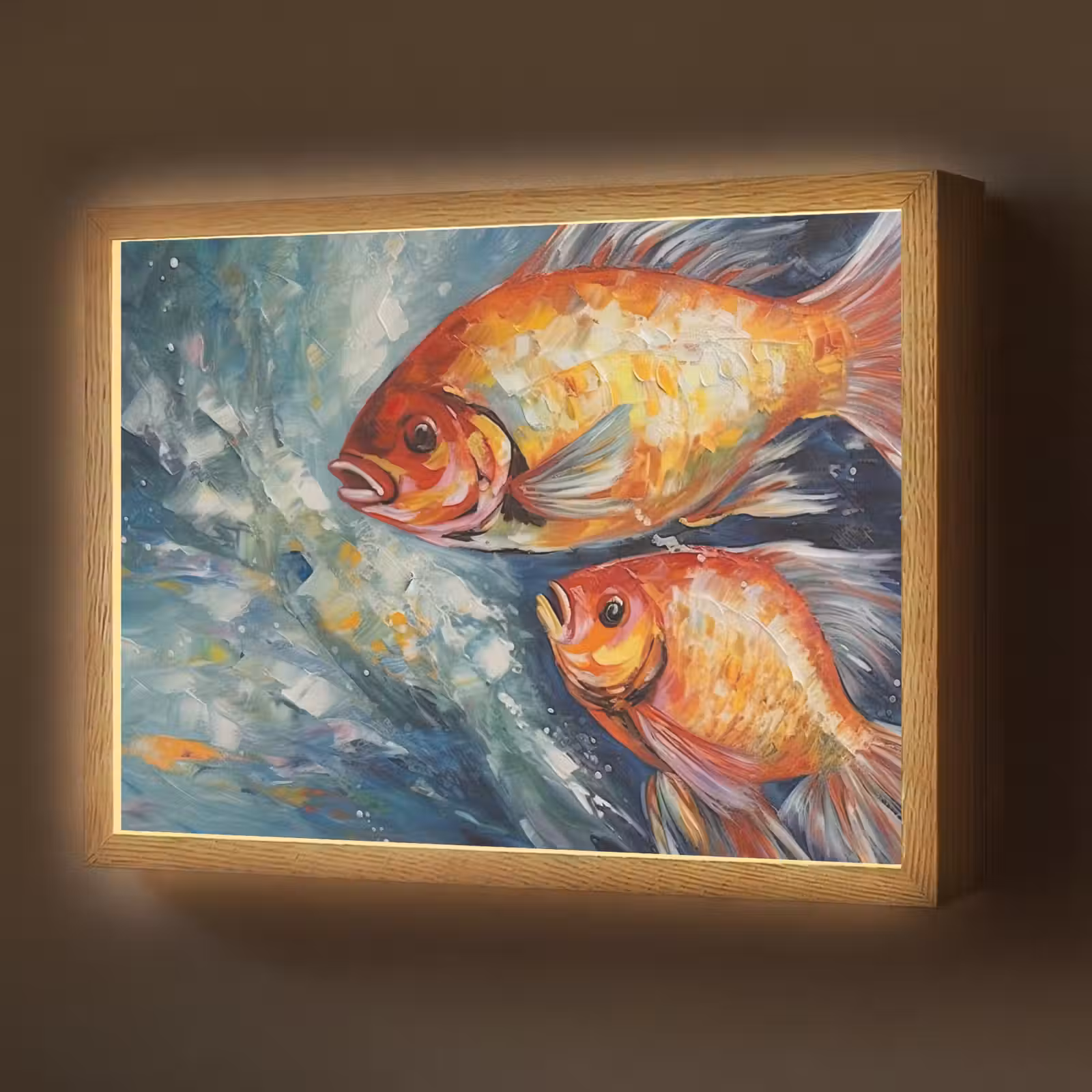 Lightbox - Wandlamp - Vissen - Water - Dieren - Kunst - Olieverf — 1