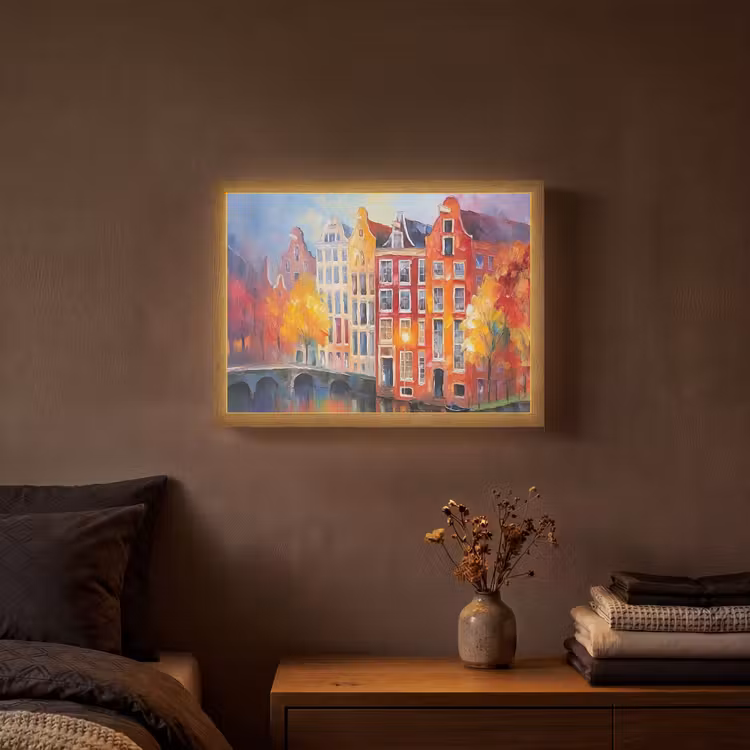 Lightbox - Wandlamp - Grachtenpanden - Kunst - Schilderij - Amsterdam — 3