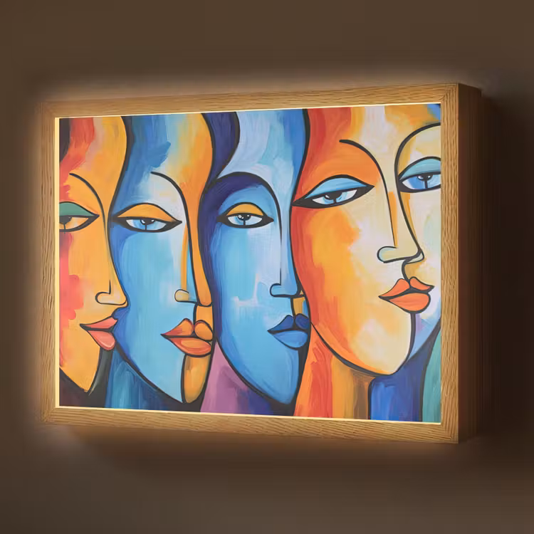 Lightbox - Wandlamp - Hoofd - Olieverf - Schilderij - Kleurrijk — 1