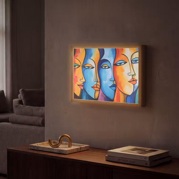 Lightbox - Wandlamp - Hoofd - Olieverf - Schilderij - Kleurrijk — 2