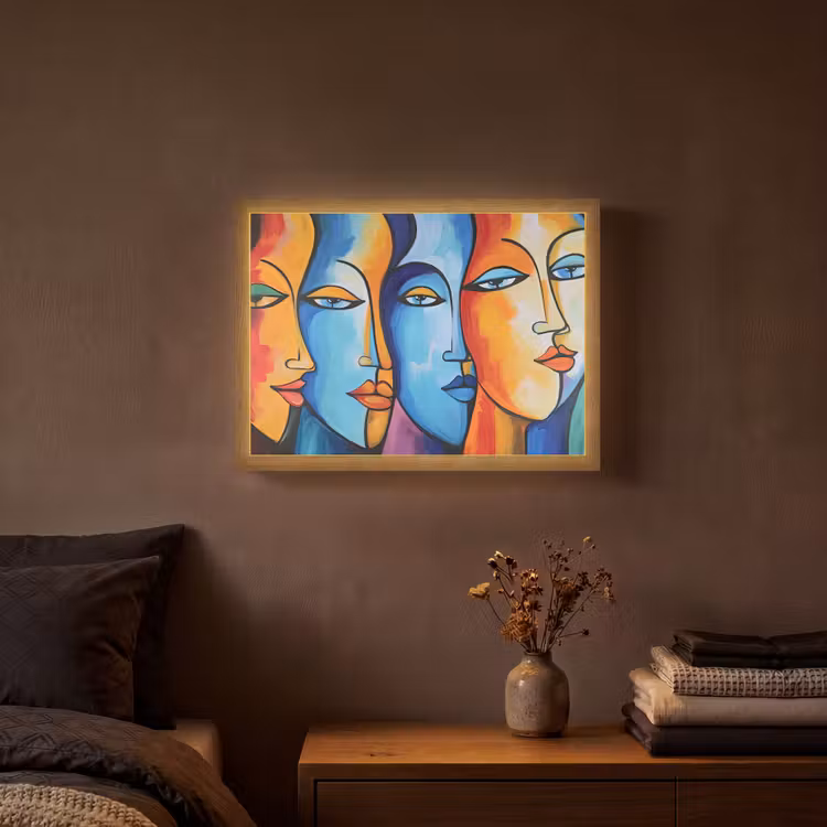 Lightbox - Wandlamp - Hoofd - Olieverf - Schilderij - Kleurrijk — 3
