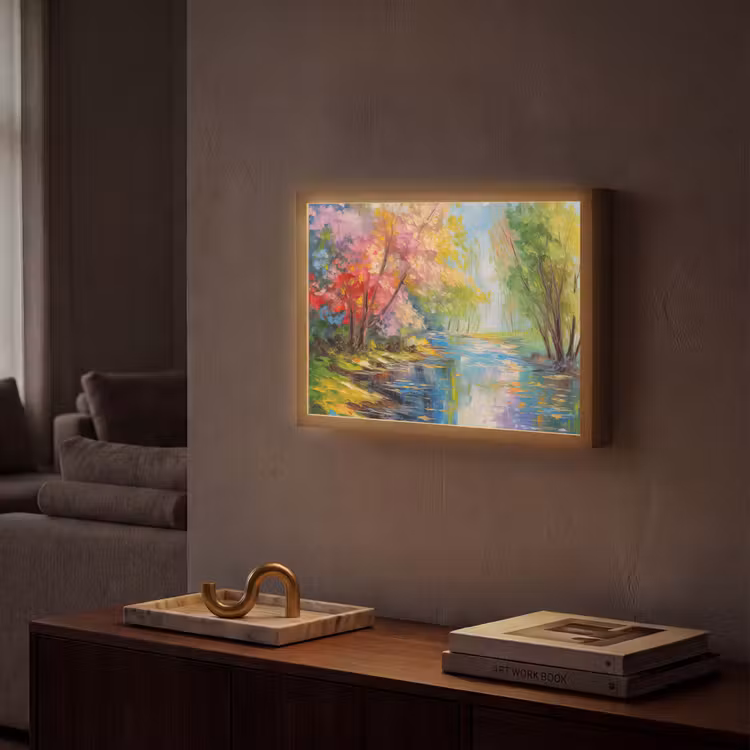Lightbox - Wandlamp - Olieverf - Landschap - Natuur - Kleurrijk — 2