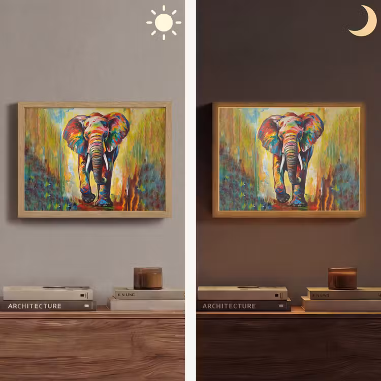 Lightbox - Wandlamp - Olifant - Kunst - Schilderij - Dieren - Regenboog — 6